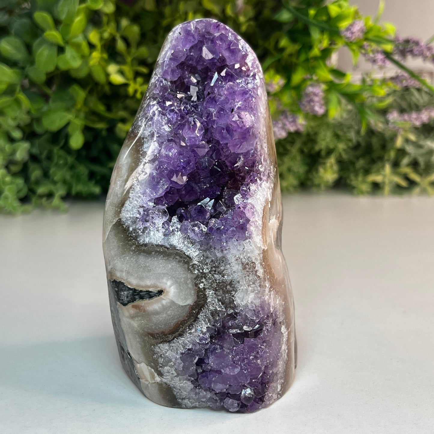 Amethyst Crystal Cut Base 636g - 11.1cm Tall