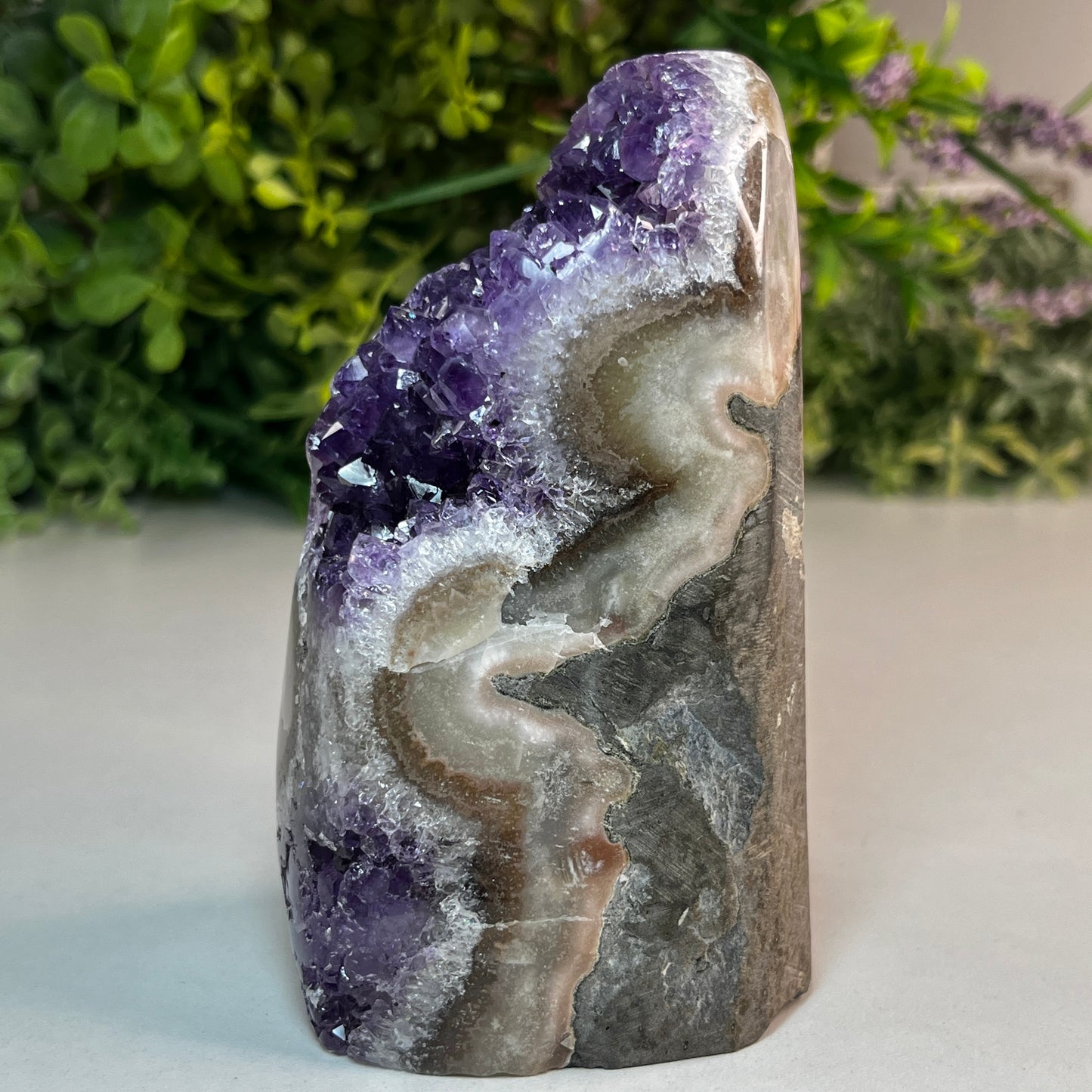 Amethyst Crystal Cut Base 636g - 11.1cm Tall