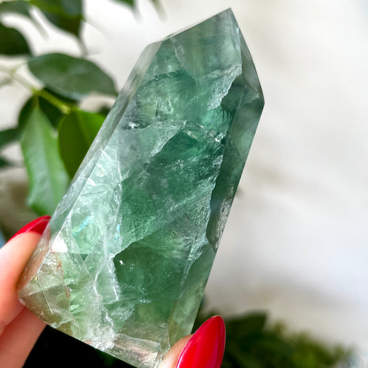 Green Fluorite Tower Crystal 8.4cm Tall