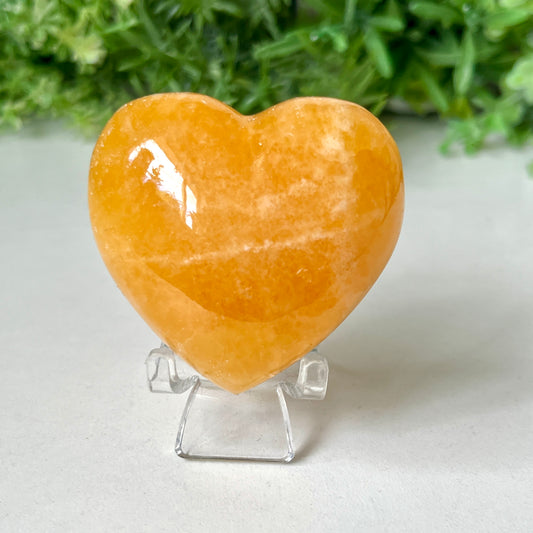 Orange Calcite Puff Crystal Heart 5.2cm Wide
