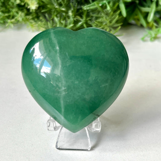 Green Aventurine Crystal Heart Carving 6cm Wide